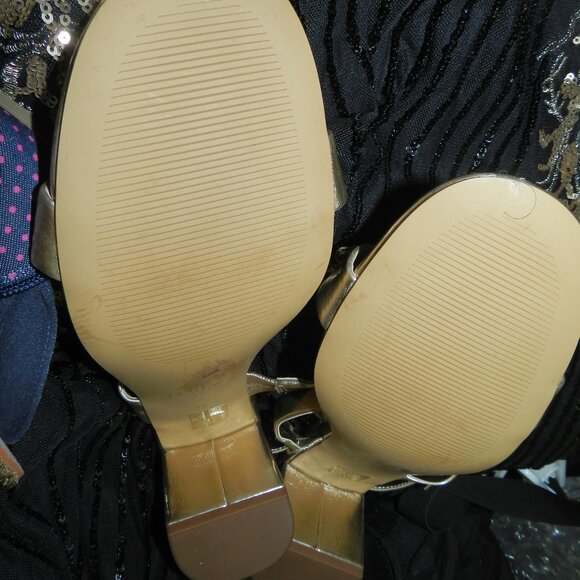 J.Crew  Metallic Gold Knotted Double-Bow Heeled Women’s 10M US/40U🆕📦⌚🏃🏻💨⚡🚚 - Picture 11 of 16